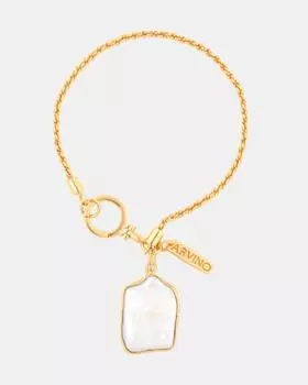 Браслет золотистый из латуни с жемчужной вставкой