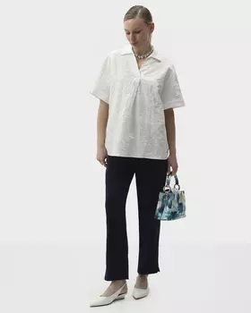 Брюки-джоггеры с завышенной посадкой и эластичным поясом на кулиске