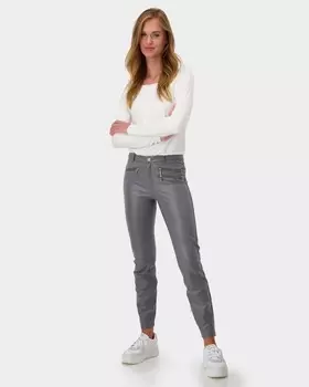 Брюки из эластичной хлопковой ткани с покрытием под кожу