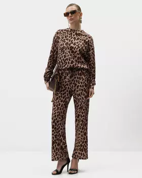 Брюки на кулиске с анималистическим принтом