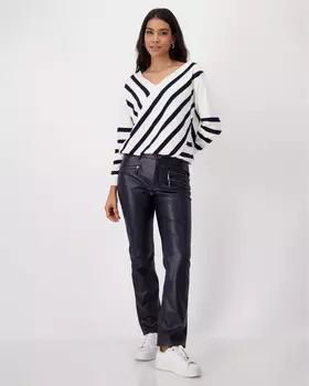 Брюки прямого кроя из экокожи