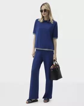 Брюки прямого кроя с застроченными стрелками