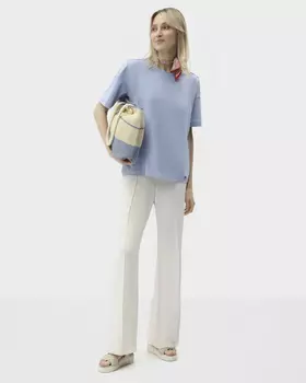 Брюки прямого кроя с застроченными стрелками