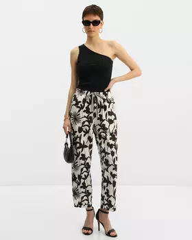 Хлопковые брюки прямого кроя с цветочным узором