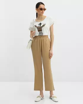 Брюки с эластичным поясом и разрезами по низу штанин