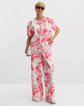 Брюки свободного кроя с цветочным принтом