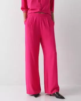 Брюки-палаццо из смеси вискозы и льна