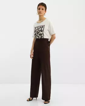 Брюки из тонкой и легкой вискозы с высокой талией и эластичным поясом на кулиске