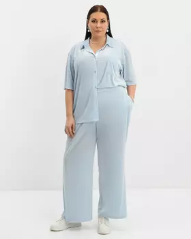 Прямые велюровые брюки с резинкой на поясе