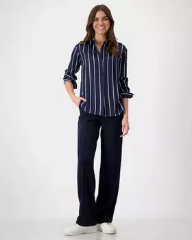 Брюки с эластичным поясом и застроченными стрелками