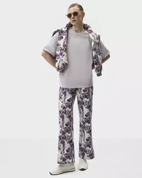 Брюки с цветочным принтом и широким эластичным поясом на кулиске