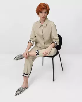 Брюки с принтованными отворотами