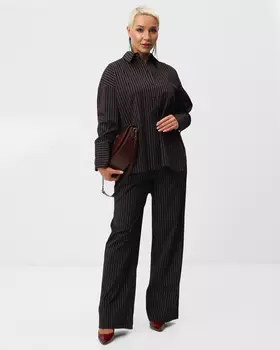 Брюки свободного кроя с рисунком в полоску и мерцающими стразами