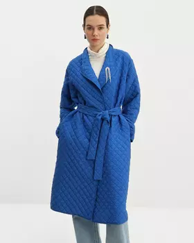 Calin Doux Пальто с брошью, р. 50, цвет Синий