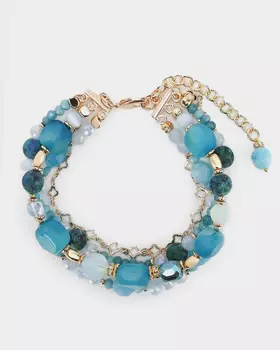 Четырехрядный браслет с натуральным агатом