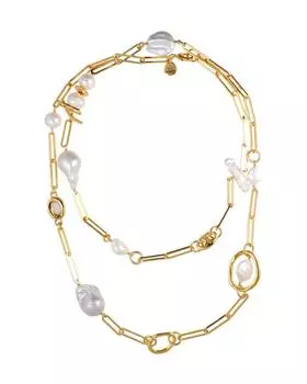 Длинное колье-цепь с жемчугом