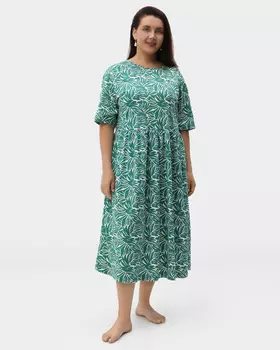 Домашнее платье из хлопка с растительным принтом