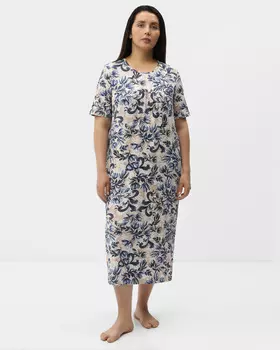 Домашнее платье из нежной вискозы с растительным принтом
