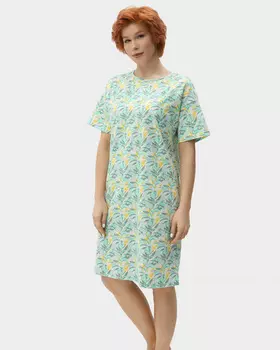 Домашнее платье миди из хлопка с растительным принтом