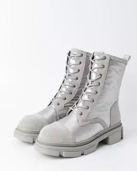 Дутики-ботинки из комбинации натуральной замши и нейлона на молнии