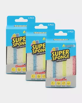 Двухсторонняя губка для сложных загрязнений, 3 набора по 3 шт.
