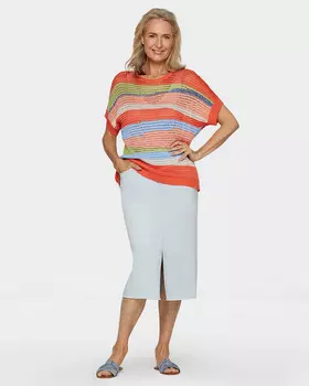 Джинсовая миди-юбка классического кроя с пятью карманами