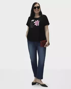 Джинсы облегающего кроя с металлическими стразами