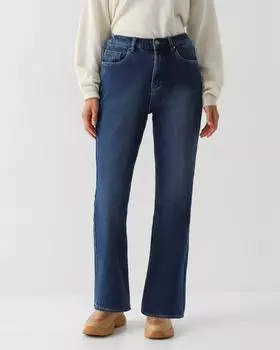 Утепленные джинсы с эластичной вставкой в поясе