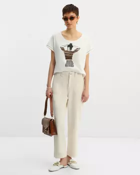 Хлопковые джинсы прямого кроя с застежкой на пуговицу и молнию