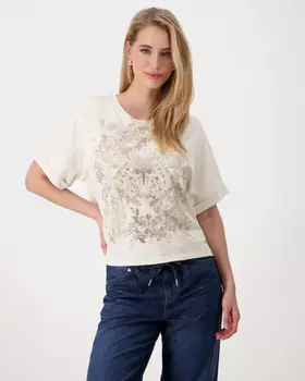 Футболка из хлопка и модала с принтом в виде бабочек