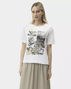Футболка прямого кроя с растительным принтом