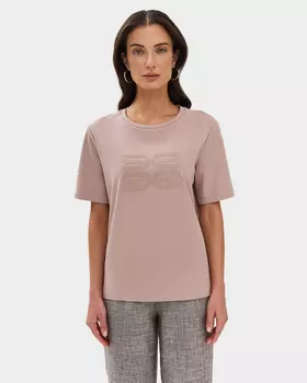 Футболка прямого кроя, украшенная вышивкой