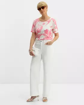 Футболка из модала и хлопка с цветочным принтом
