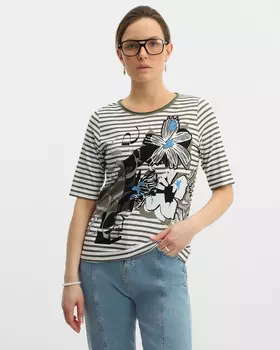 Футболка из эластичной вискозы с цветочным принтом
