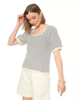 футболка, р. 50, цвет Экрю/темно-синий в полоску