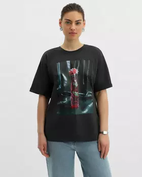 Футболка прямого кроя с принтом