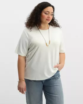 Футболка из вискозы с круглым вырезом и печатью на спинке в тон