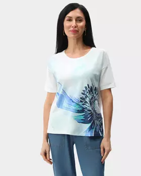 Футболка свободного кроя с декором стразами