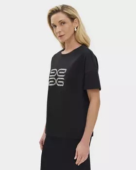 Футболка свободного силуэта с аппликацией в виде логотипа