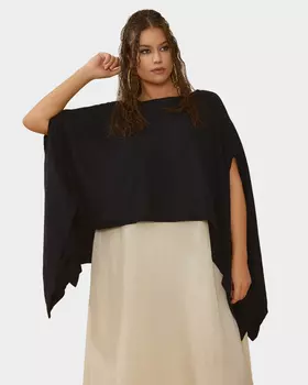 Хлопковая блузка-пончо