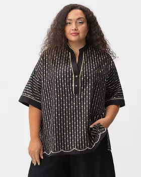 Хлопковая блузка с вышивкой пайетками