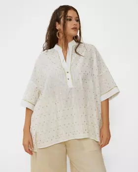 Хлопковая блузка с вышивкой пайетками