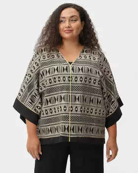 Хлопковая блузка с вышивкой в этническом стиле