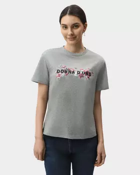 Хлопковая футболка прямого кроя с принтом