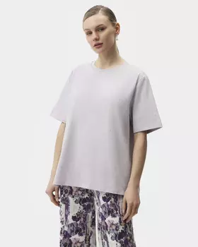 Хлопковая футболка прямого кроя со стразами