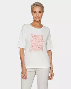 Хлопковая футболка с современным принтом и вышивкой