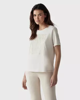 Хлопковая футболка с золотистым принтом-леттерингом