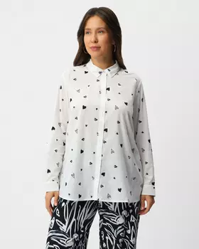 Хлопковая рубашка с вышитыми сердечками