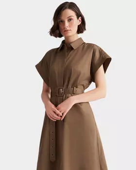 Хлопковое платье-рубашка А-силуэта