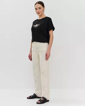 Хлопковые джинсы с цветочным принтом